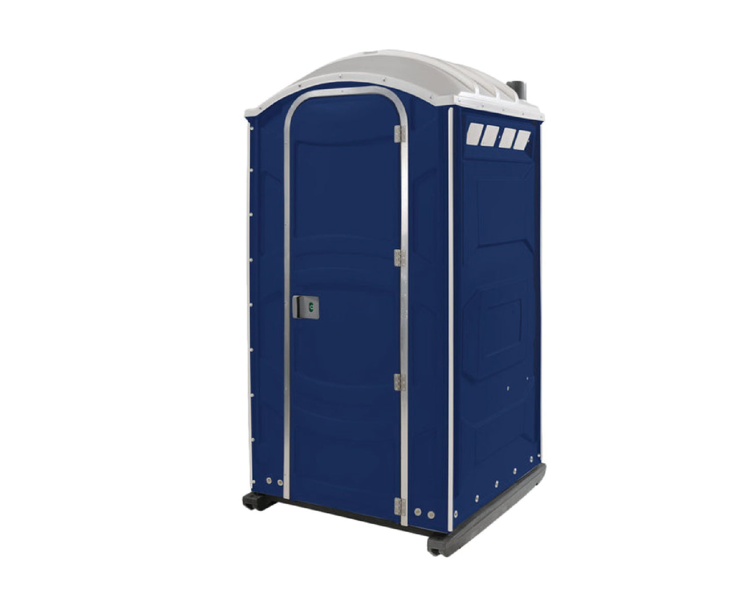 A flushable porta potty rental showcasing its hygienic design and eco-friendly features for a comfortable and clean experience.