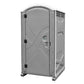A standard porta potty rental placed at an outdoor event venue, providing convenience and comfort to attendees.